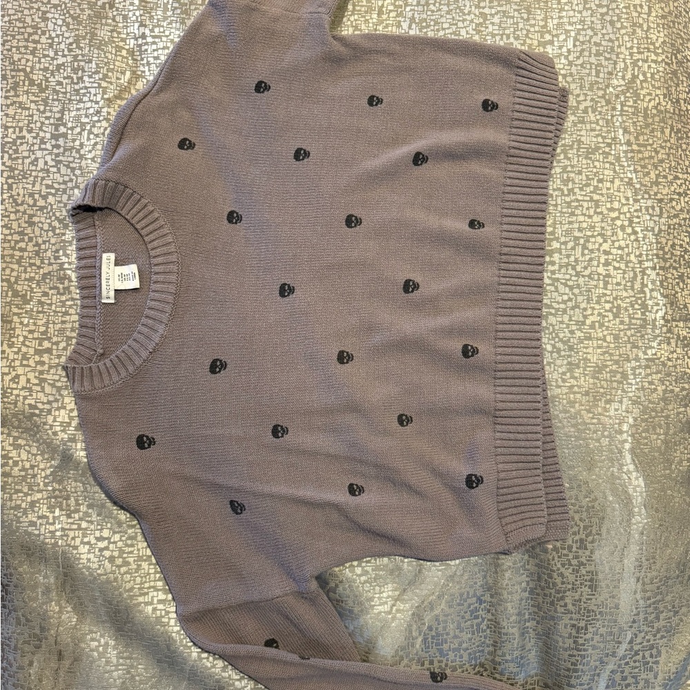 Crop mini skull sweater  dusty pink